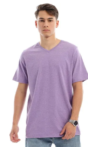 94607 Cotton V-Neck Regular Fit T-Shirt - Light Purple