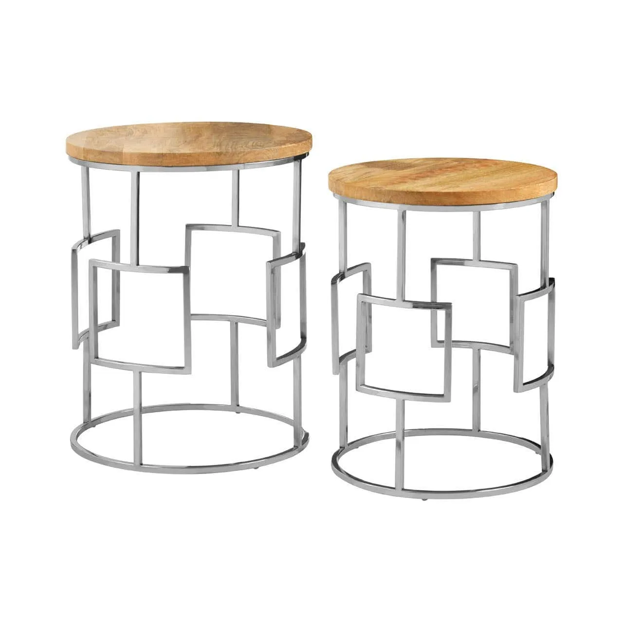 Agra Set Of 2 Square Design Side Tables