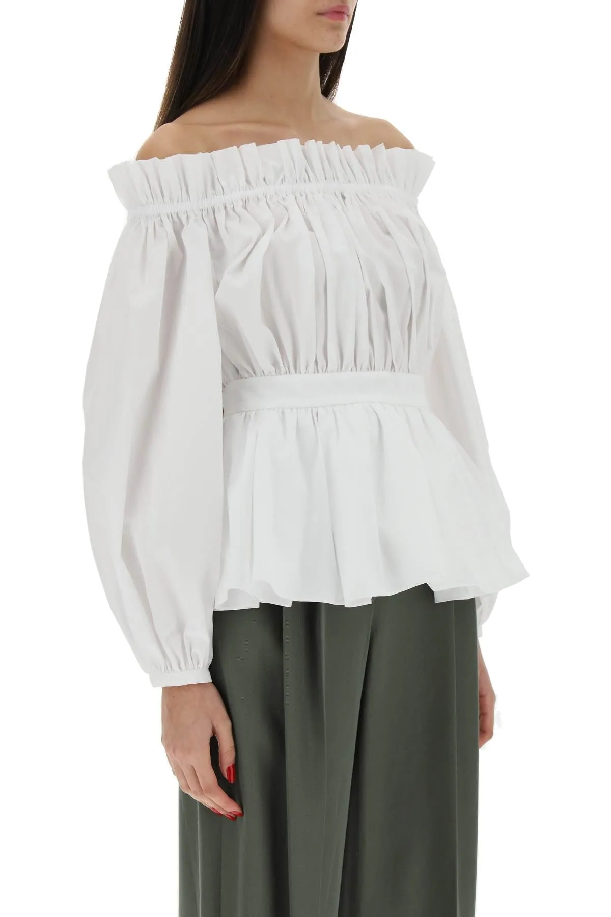 Alexander mcqueen ruched poplin blouse