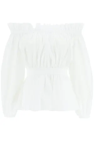 Alexander mcqueen ruched poplin blouse