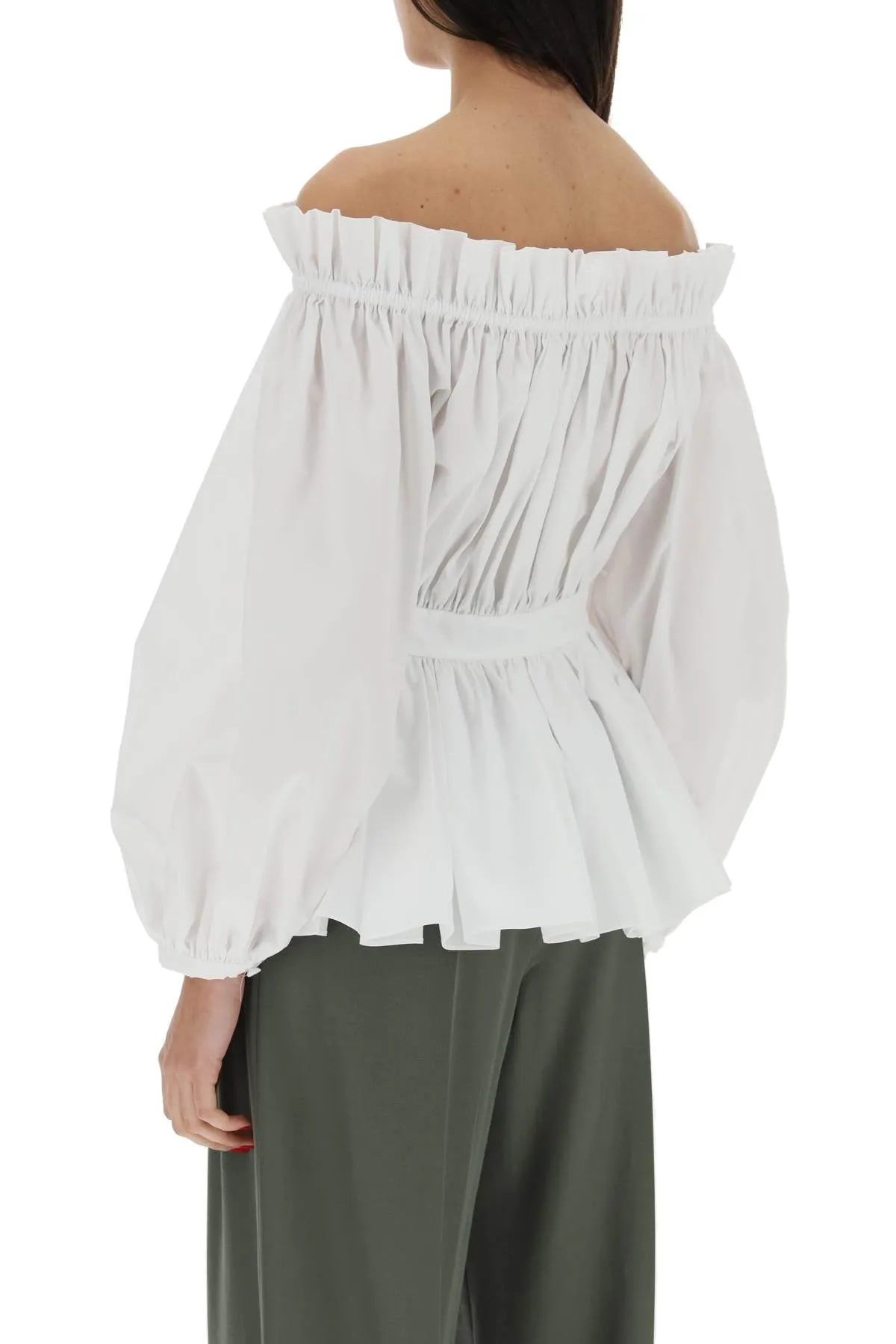 Alexander mcqueen ruched poplin blouse