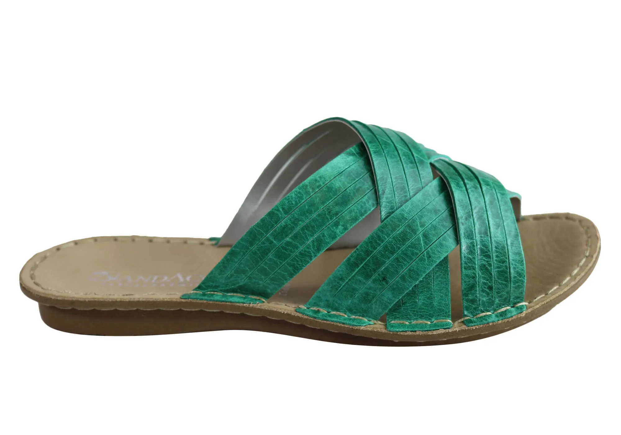 Andacco Memba Womens Comfortable Leather Slide Sandals Made In Brazil