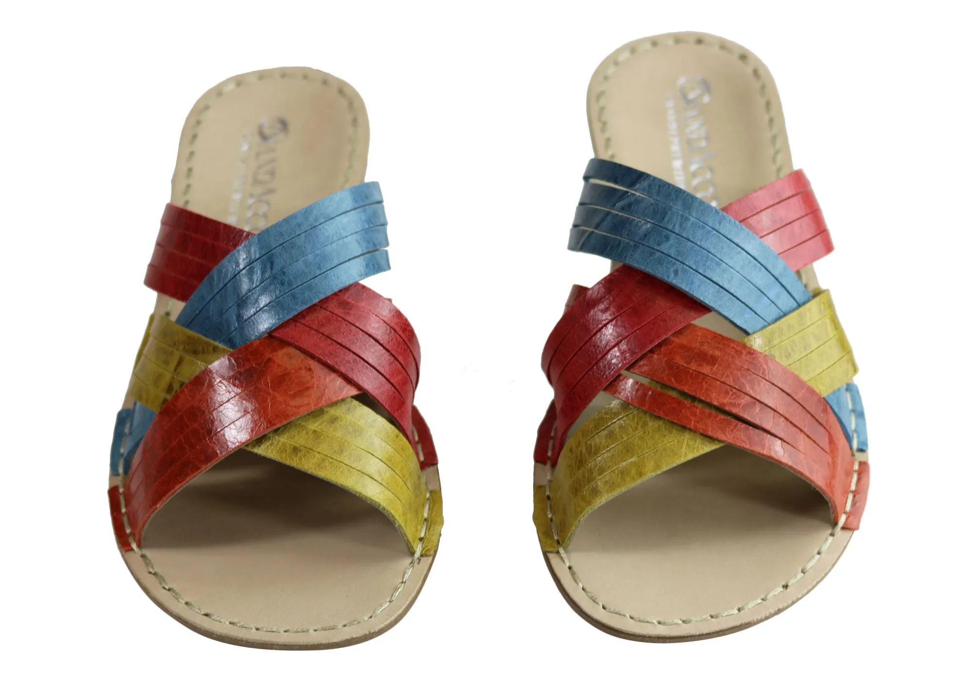 Andacco Memba Womens Comfortable Leather Slide Sandals Made In Brazil