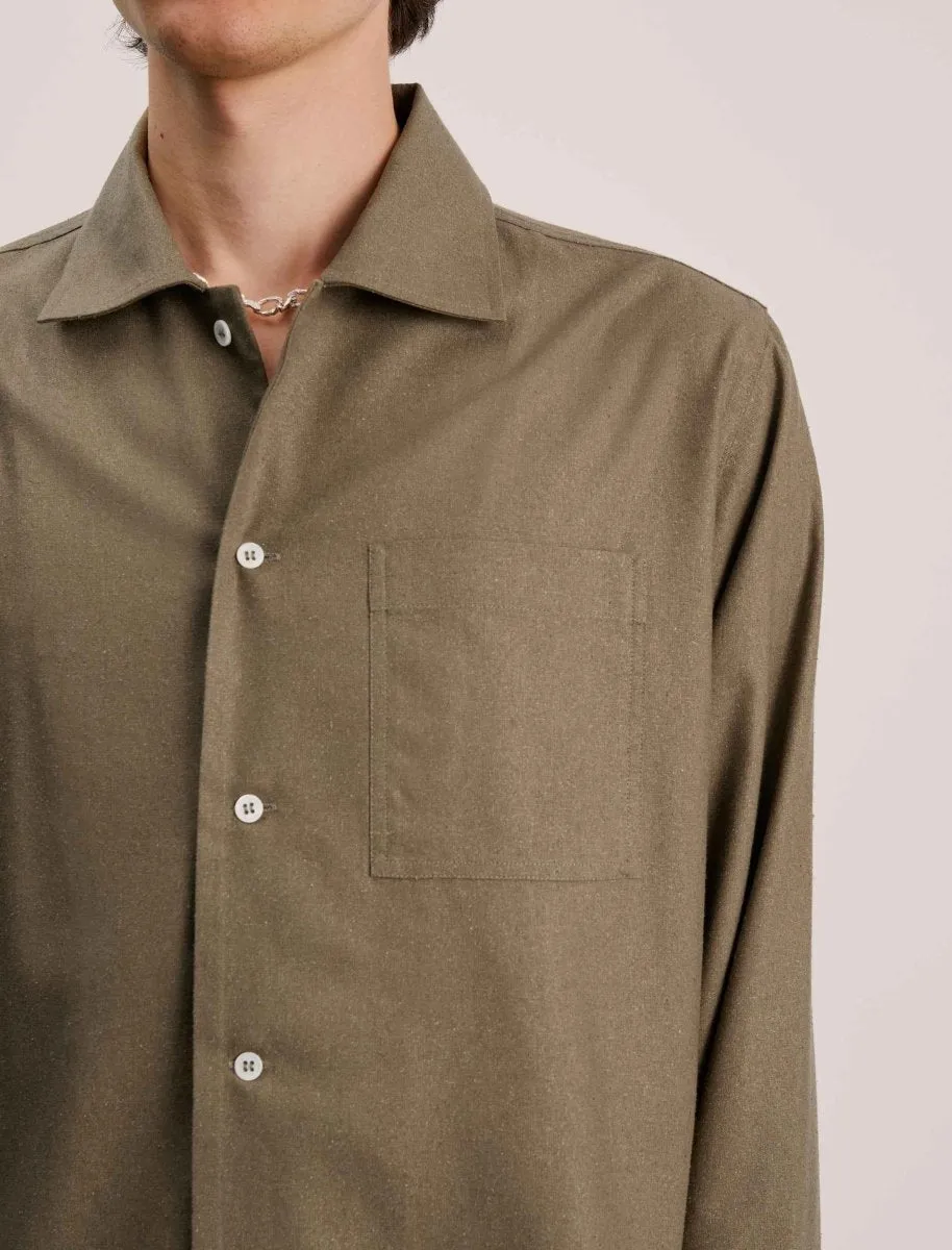 ANOTHER ASPECT Raw Silk L/S Shirt Village Green