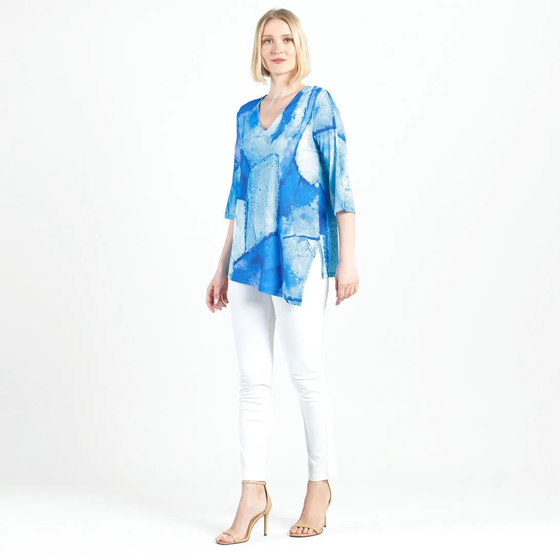 Asymmetrical Reverse Hi-Low Tunic - Water Splash