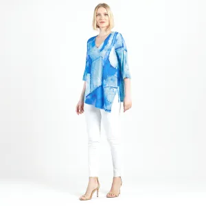 Asymmetrical Reverse Hi-Low Tunic - Water Splash