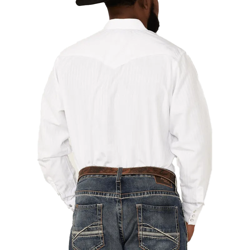 Avalon Men's Solid White Long Sleeve Western Snap Shirt