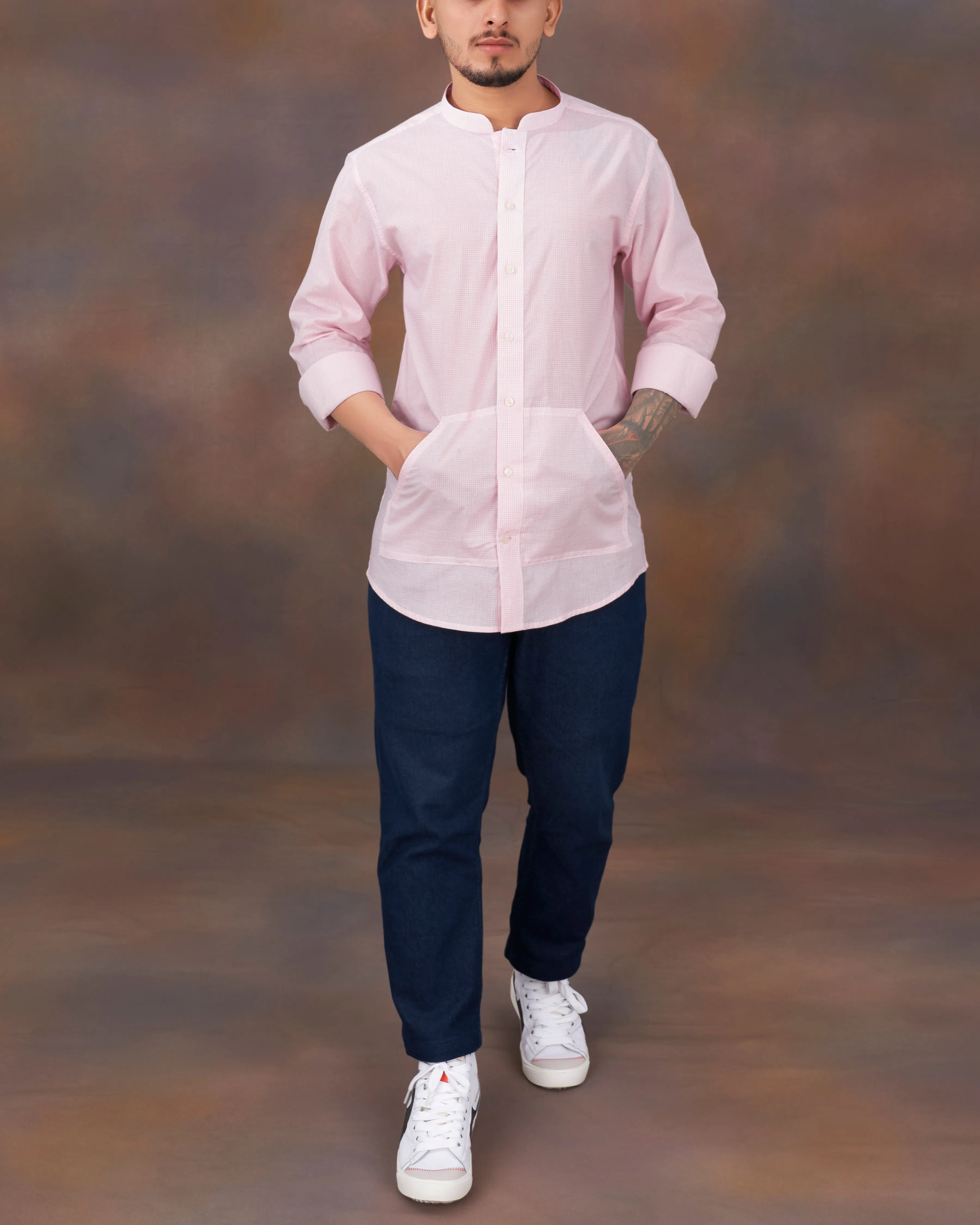 Azalea Pink and White Premium Cotton Shirt