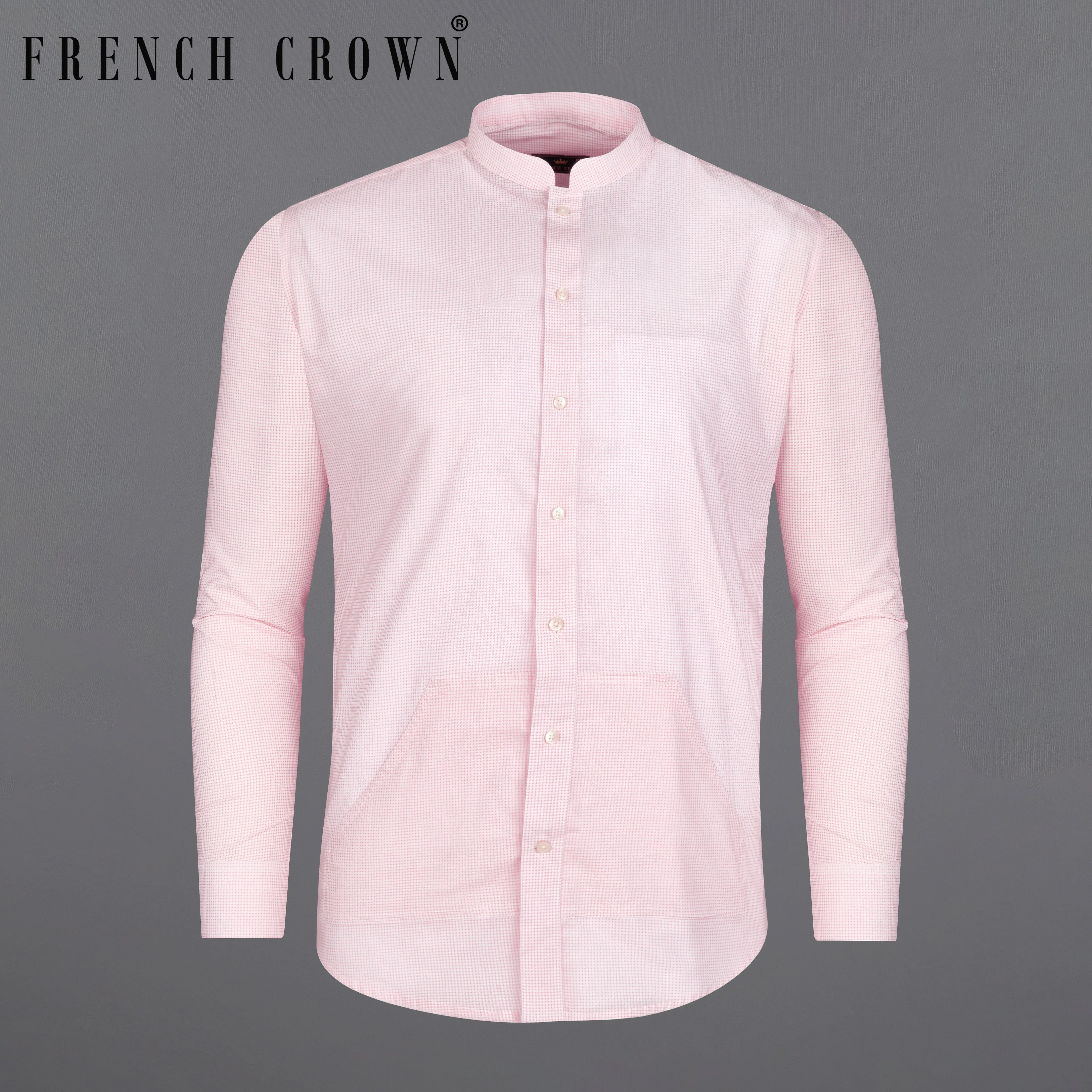 Azalea Pink and White Premium Cotton Shirt