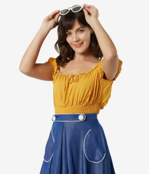 Bettie Page 1950s Mustard La Fiesta Crop Top