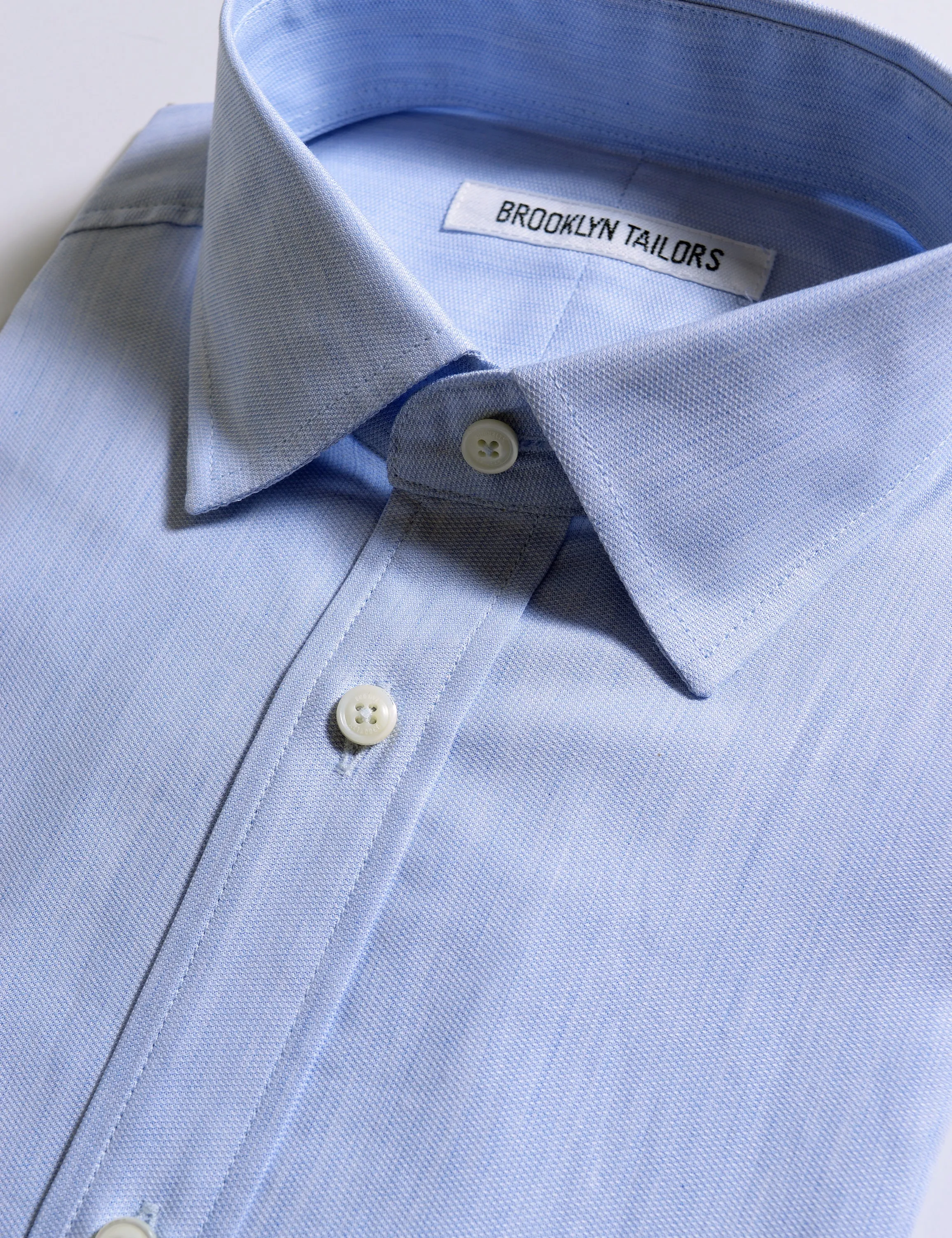 BKT20 Slim Dress Shirt in Cotton Basketweave - Pale Blue