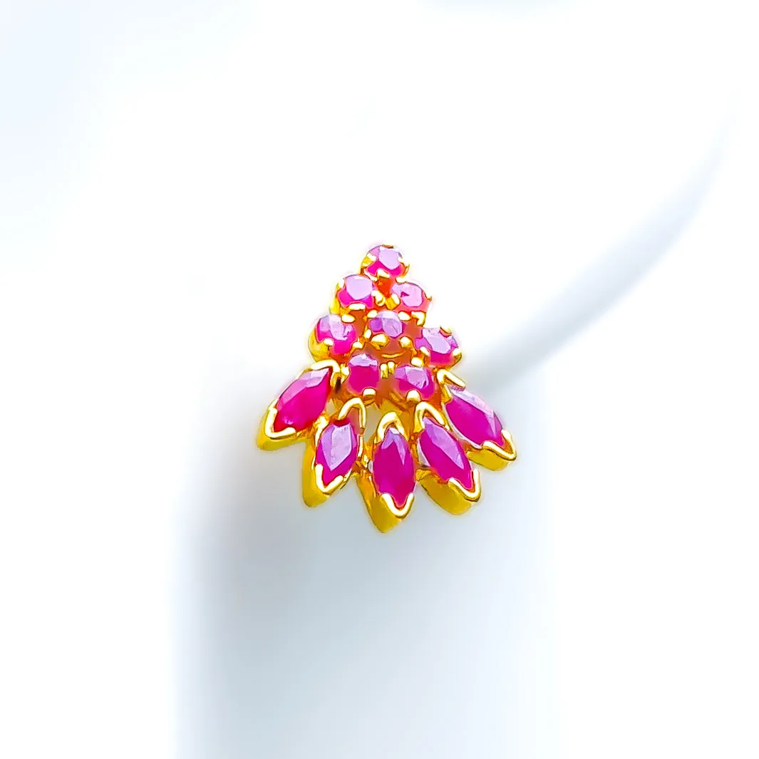 Blooming Floral 22k Gold Ruby Earrings