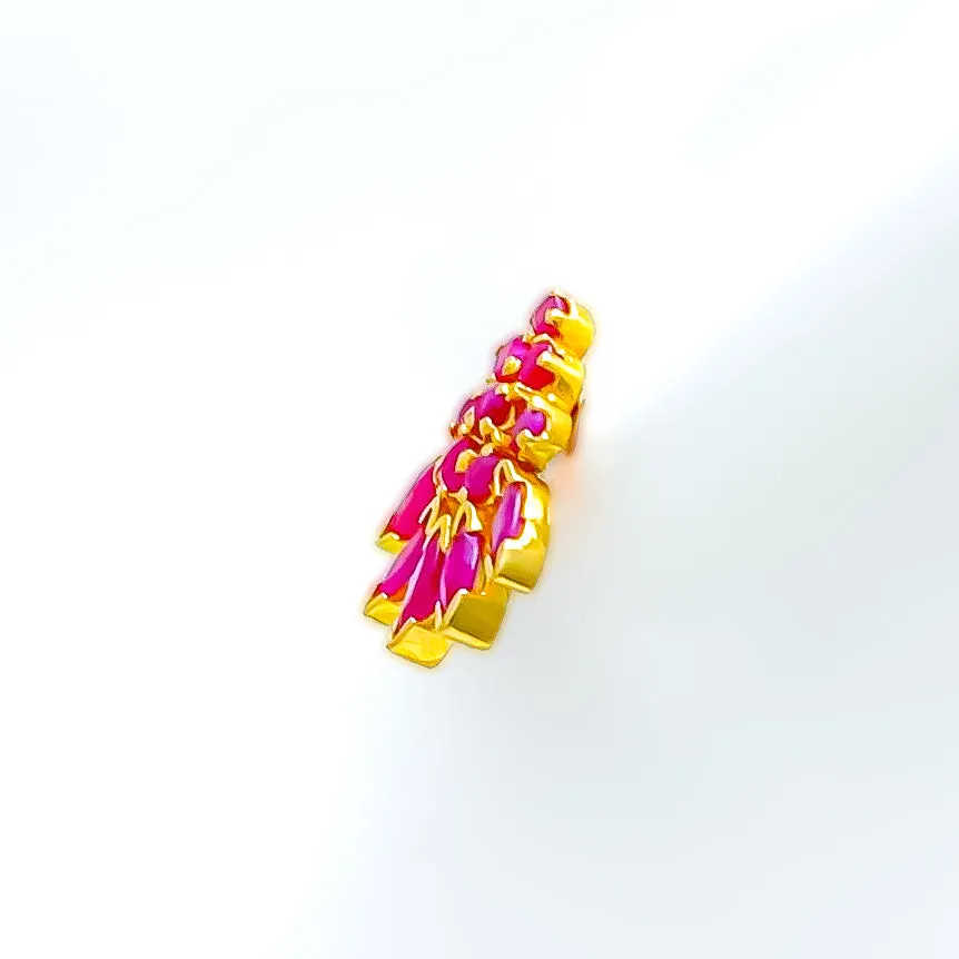 Blooming Floral 22k Gold Ruby Earrings