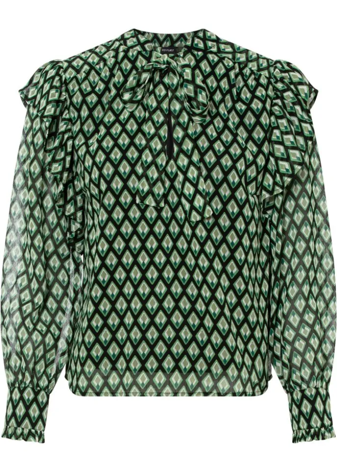 Blouse with ruffles Bodyflirt, green