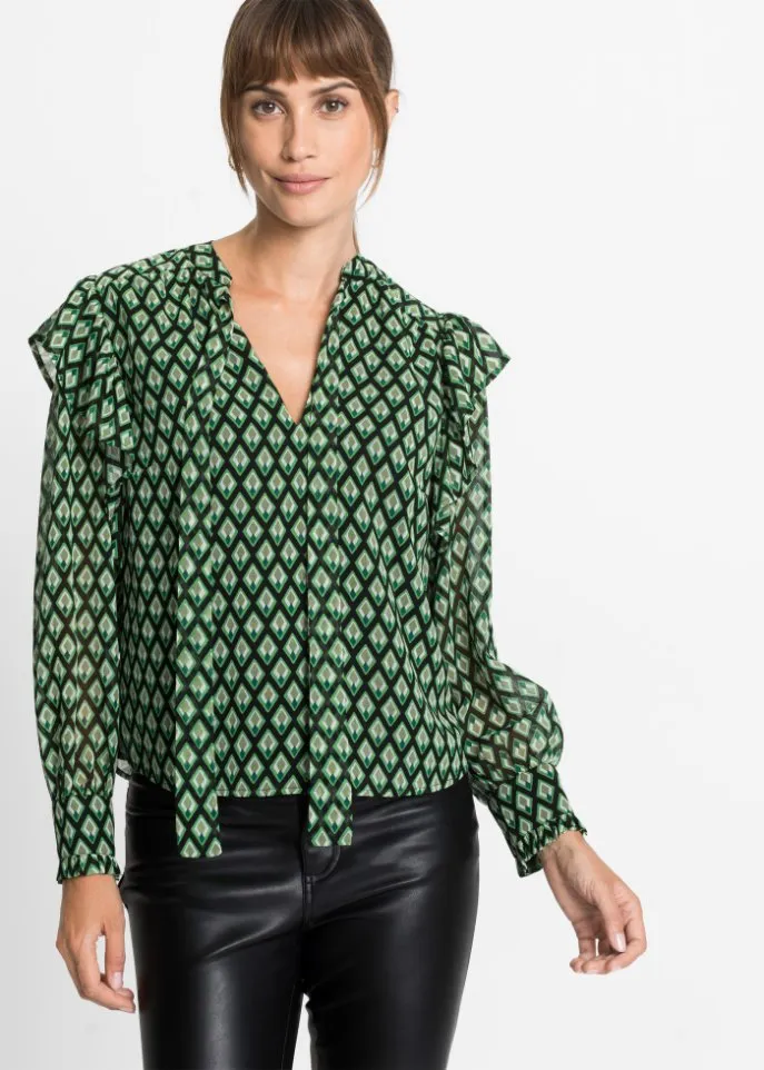 Blouse with ruffles Bodyflirt, green