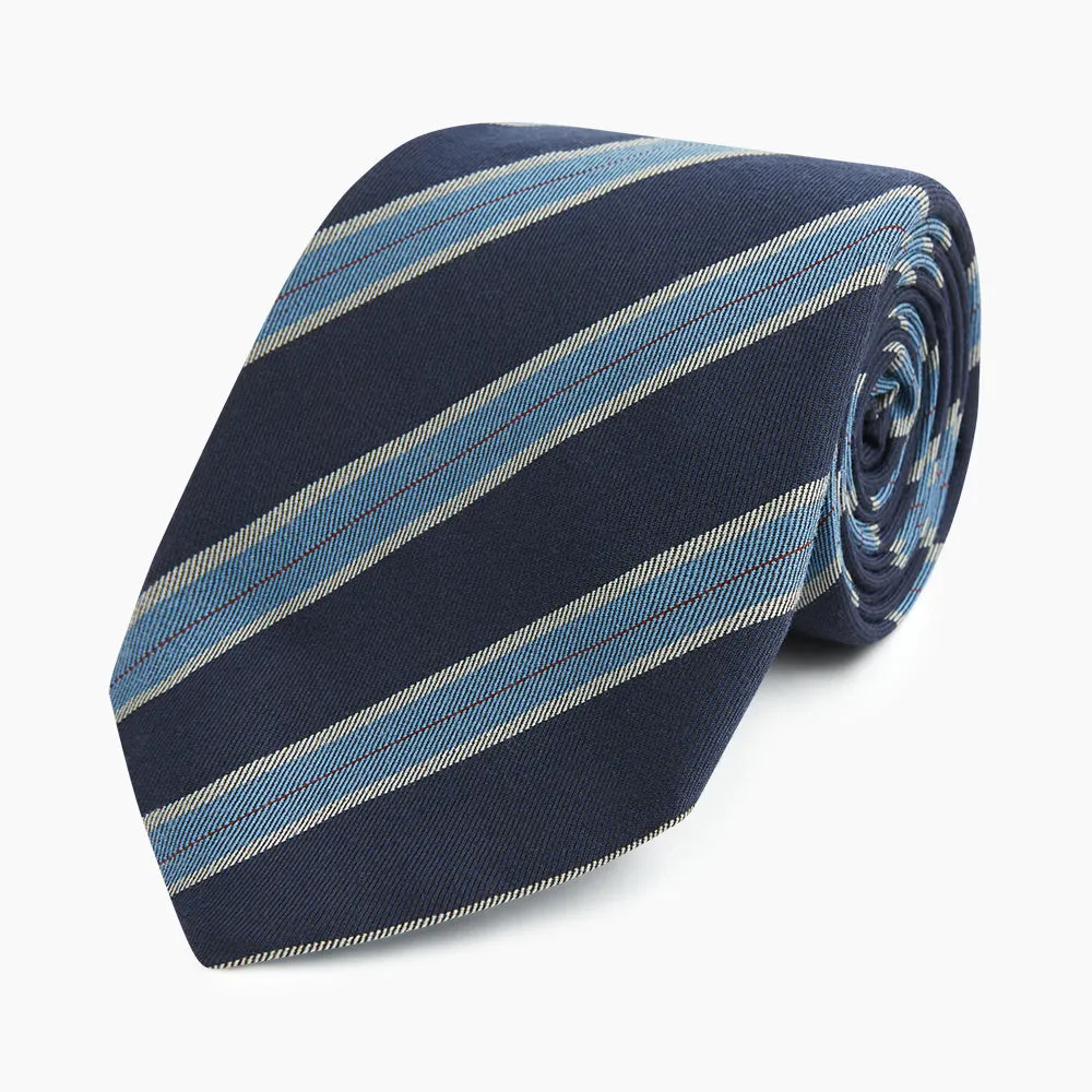 Blue Multi Stripe Silk Blend Tie