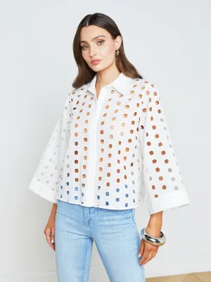 Sure! Here’s an optimized title for the product:

Elegant Breslin Eyelet Blouse with Delicate Lace Detail – Perfect for Every Occasion