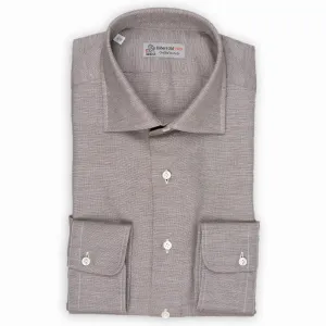 Brown Wool & Cashmere Slim Fit Shirt