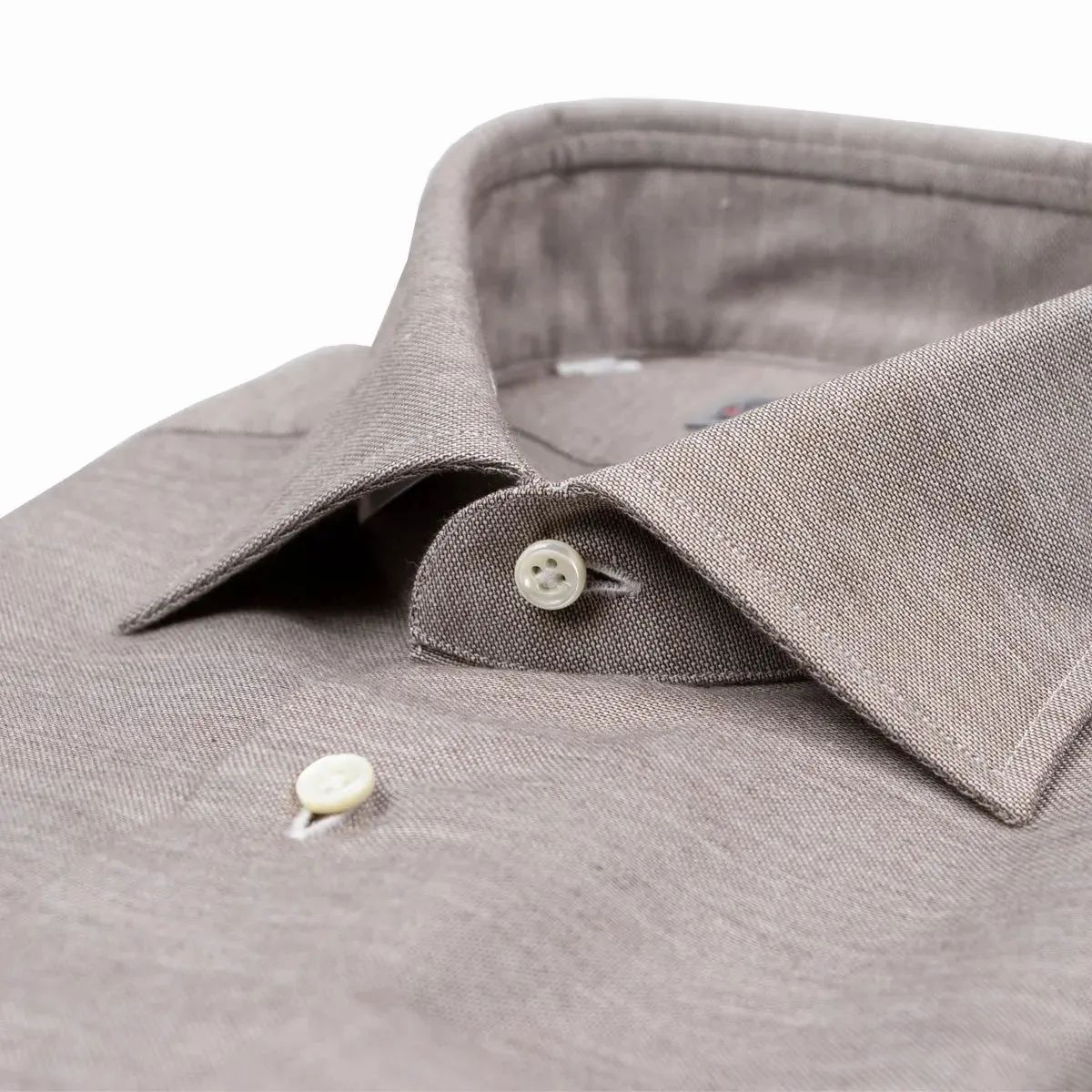 Brown Wool & Cashmere Slim Fit Shirt