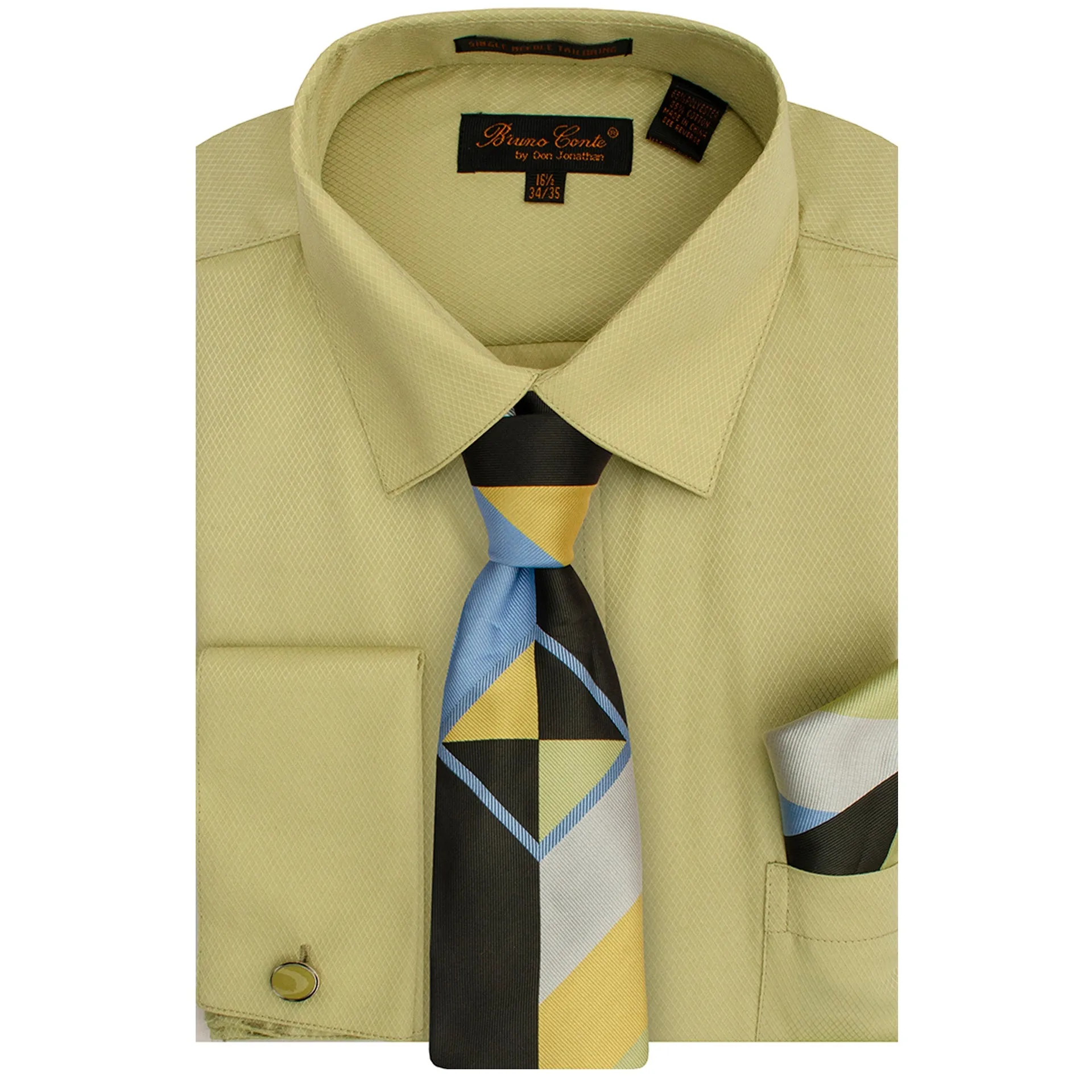 Bruno Conte 1085 Regular Fit Dress Shirt Combo - Light Olive