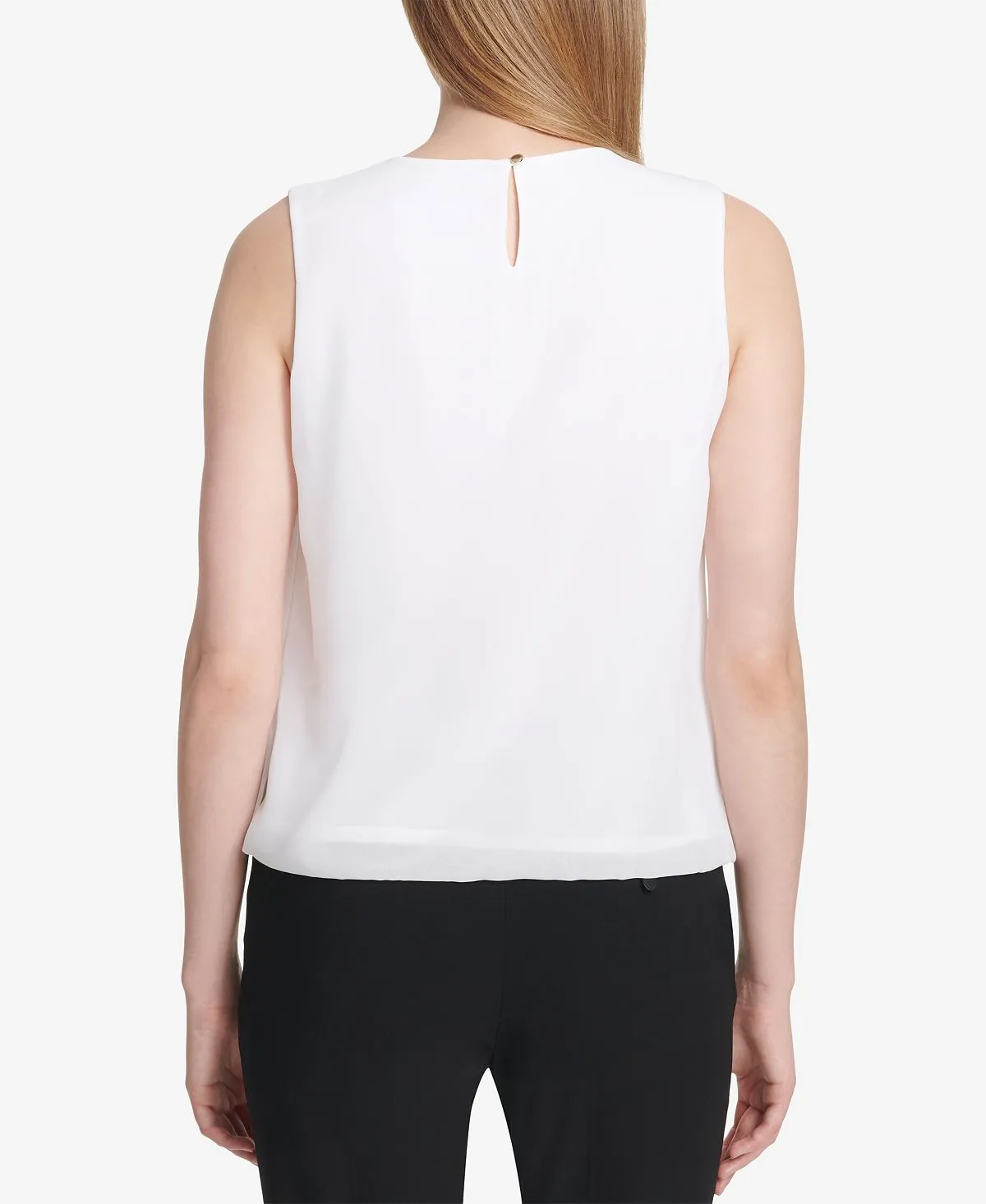 Calvin Klein Sleeveless Pleated Blouse, White