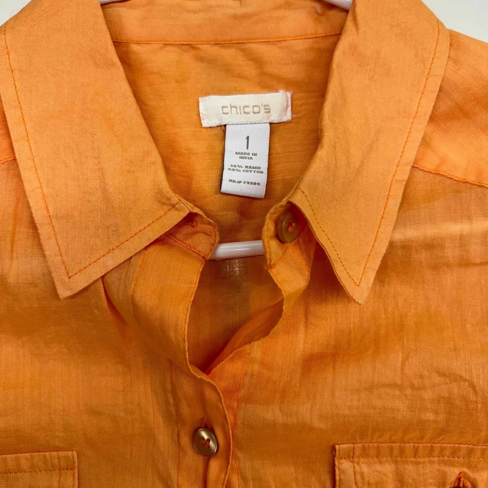 Chicos | Womens Button-Up Top | Color: Orange | Size: 1 | Pre-Owned