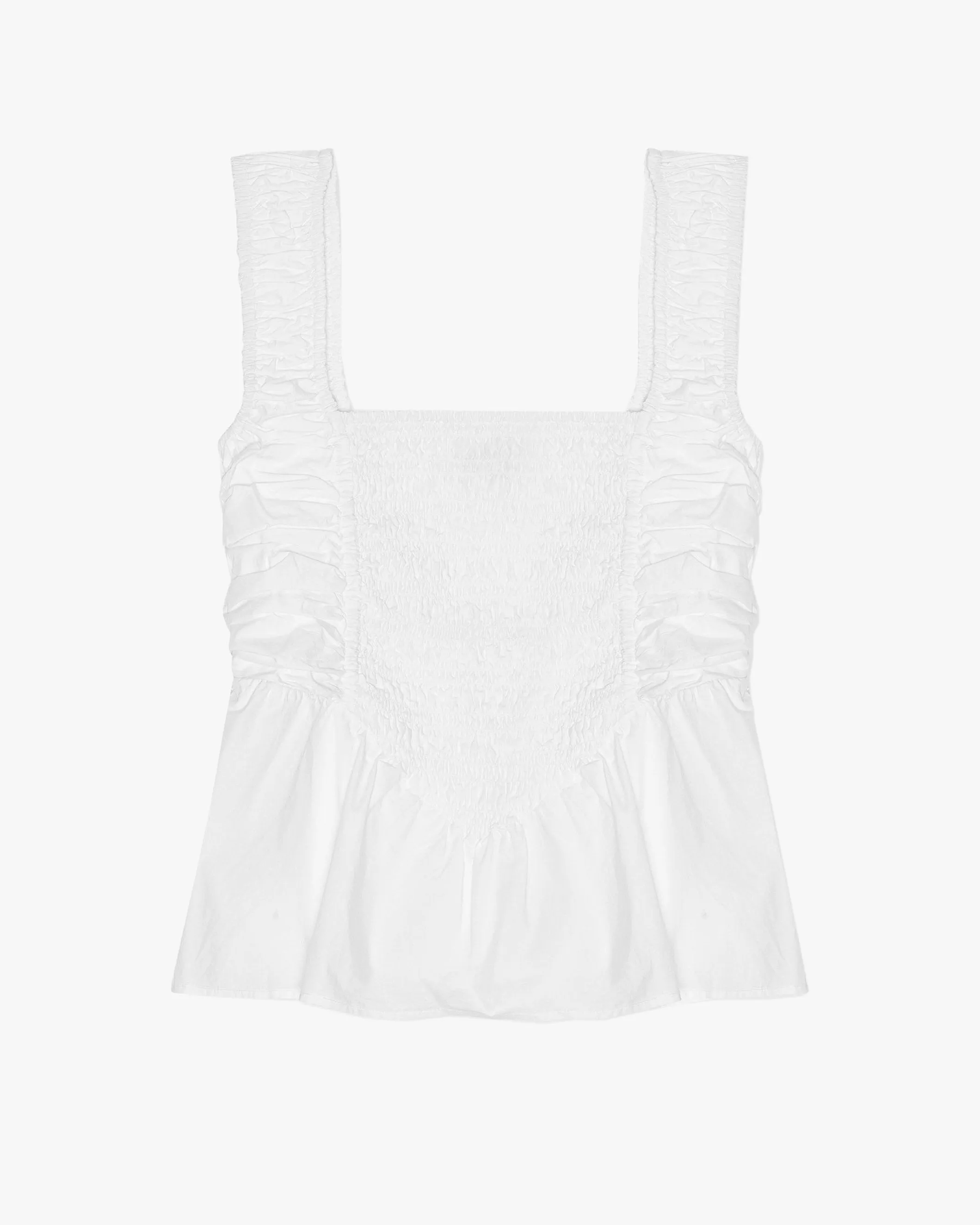 Cotton Poplin Smock Strap Blouse