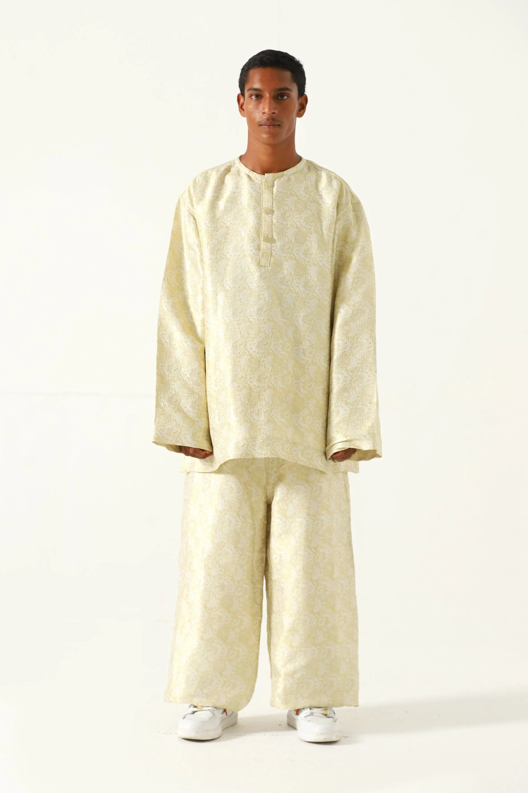 CREME SILK BROCADE SHIRT