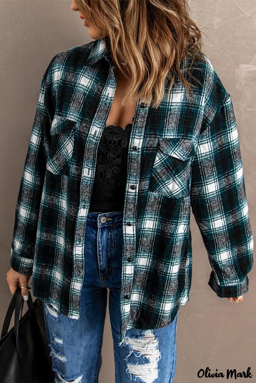 Deanwangkt - Black checked jacket with pockets and buttons