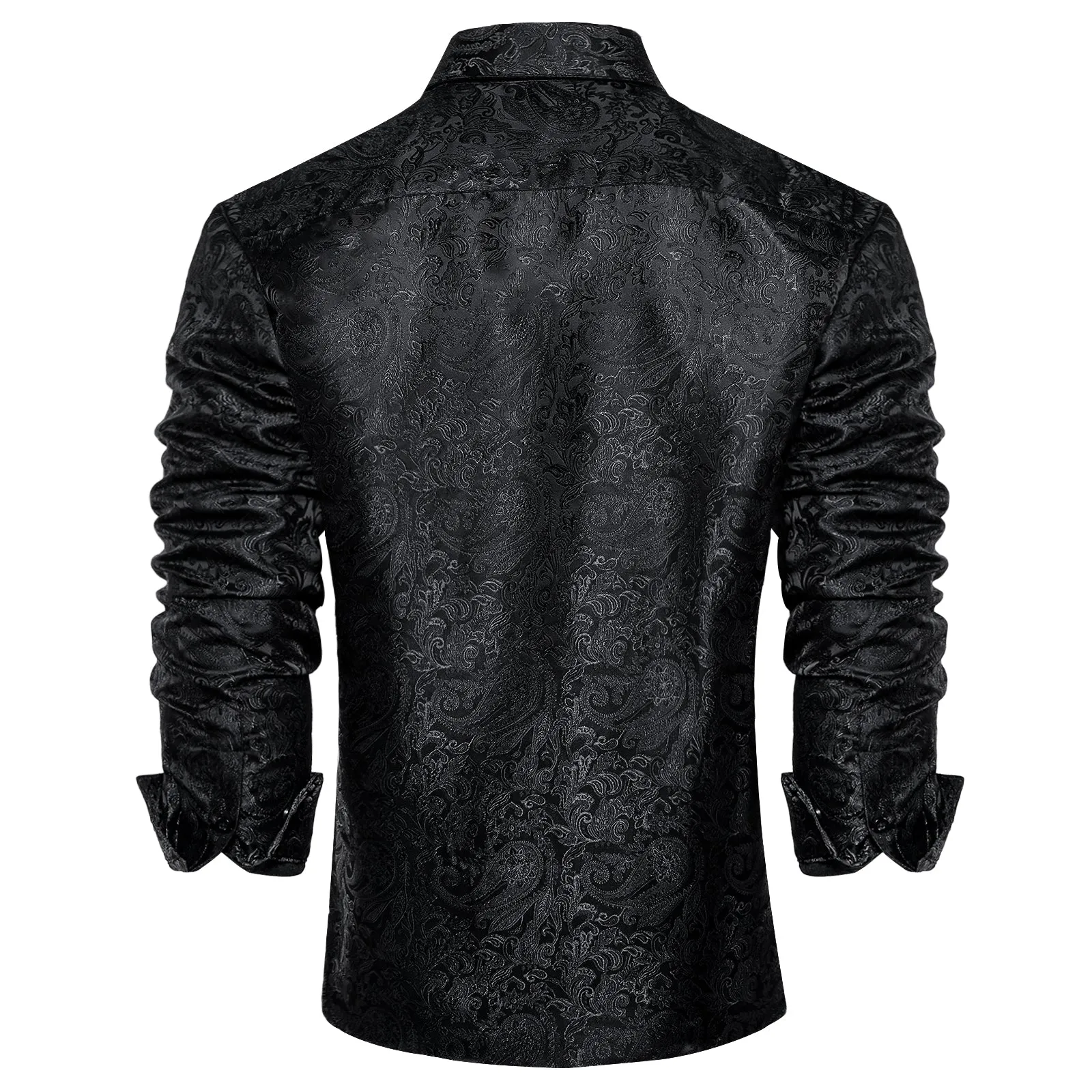 DiBanGu Men's Long Sleeve Shirt Black Paisley Button Down Dress Shirt