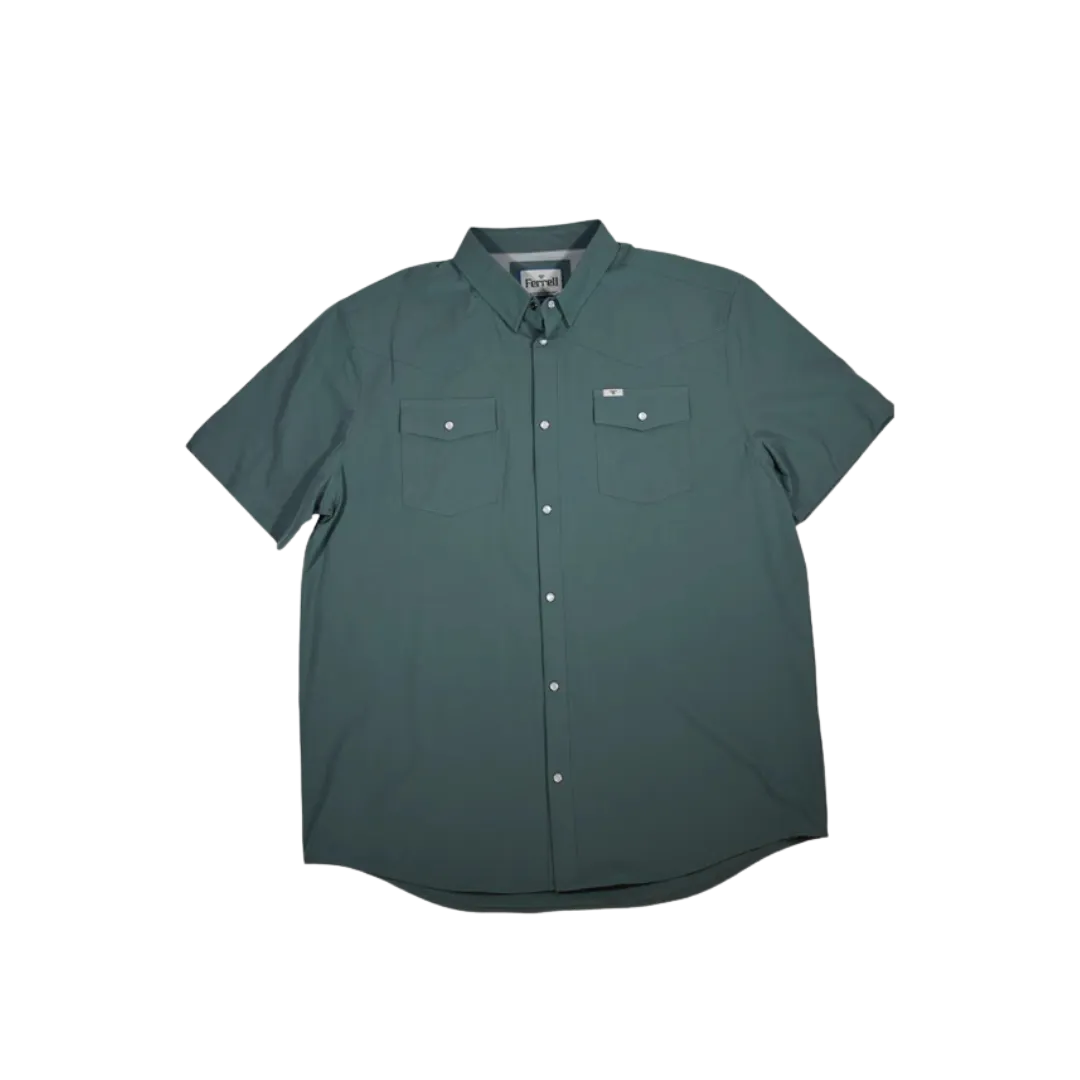 Ferrell Men's Core Short Sleeve Snap Teal Shirt