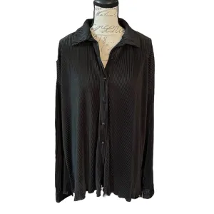 Flamingo Black Button Front Ribbed Texture Shirt Size XX-Large