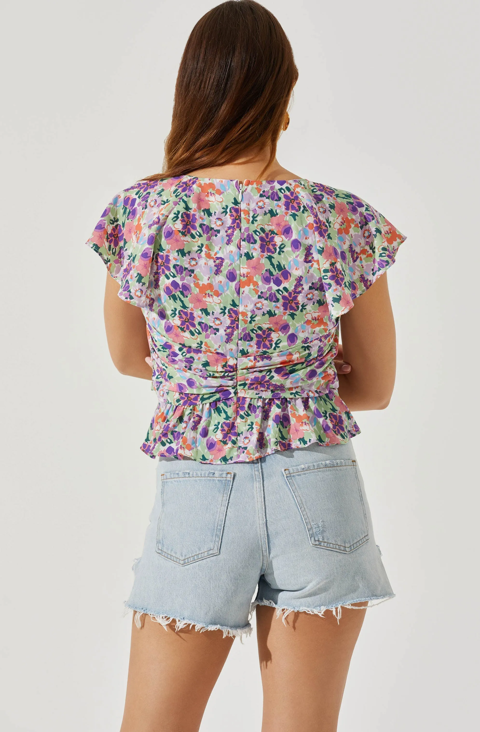 Flutter Sleeve Flowy Floral Top