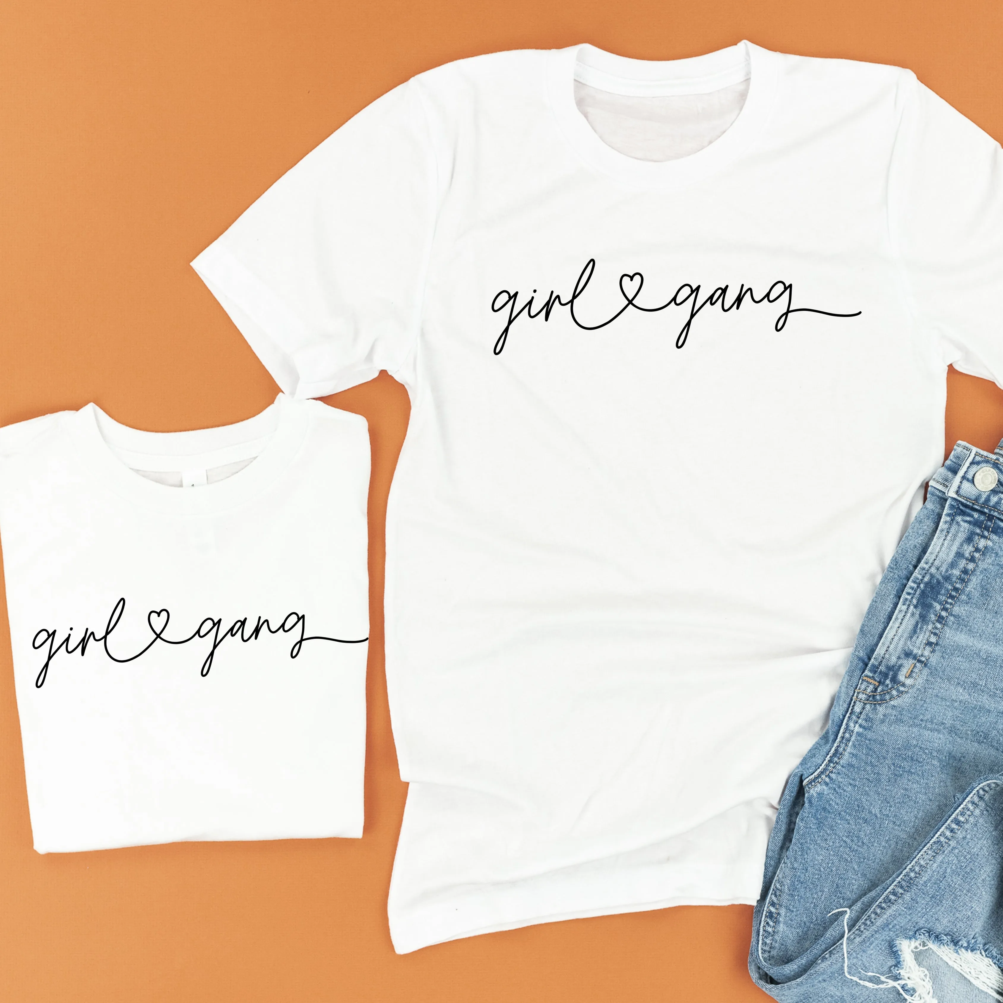 Girl Gang - Heart - Set of 2 White Shirts