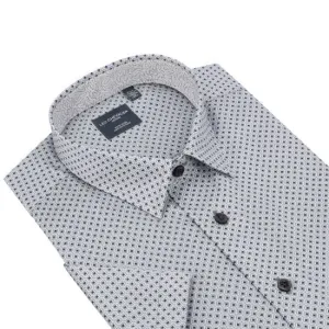 Grey Print Mens Casual Short Sleeve Shirt