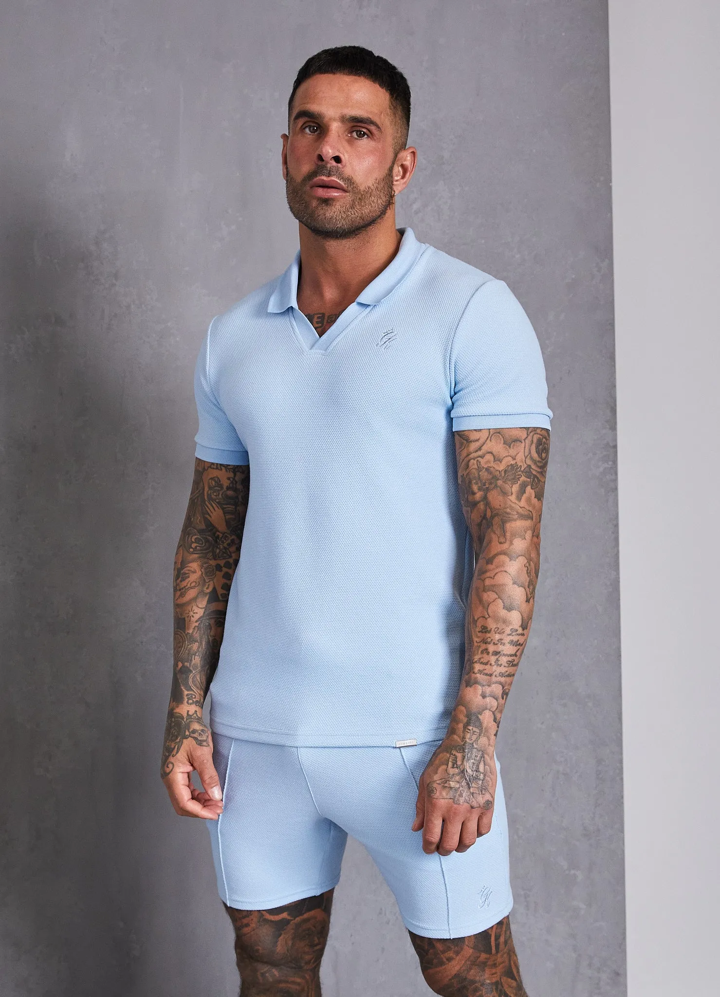 Gym King Signature Texture Polo - Cloud Blue