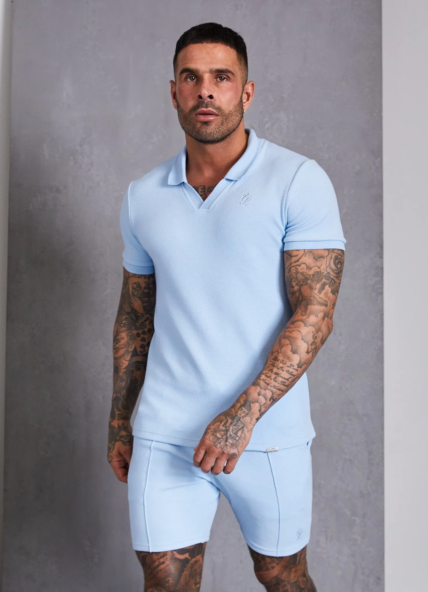 Gym King Signature Texture Polo - Cloud Blue