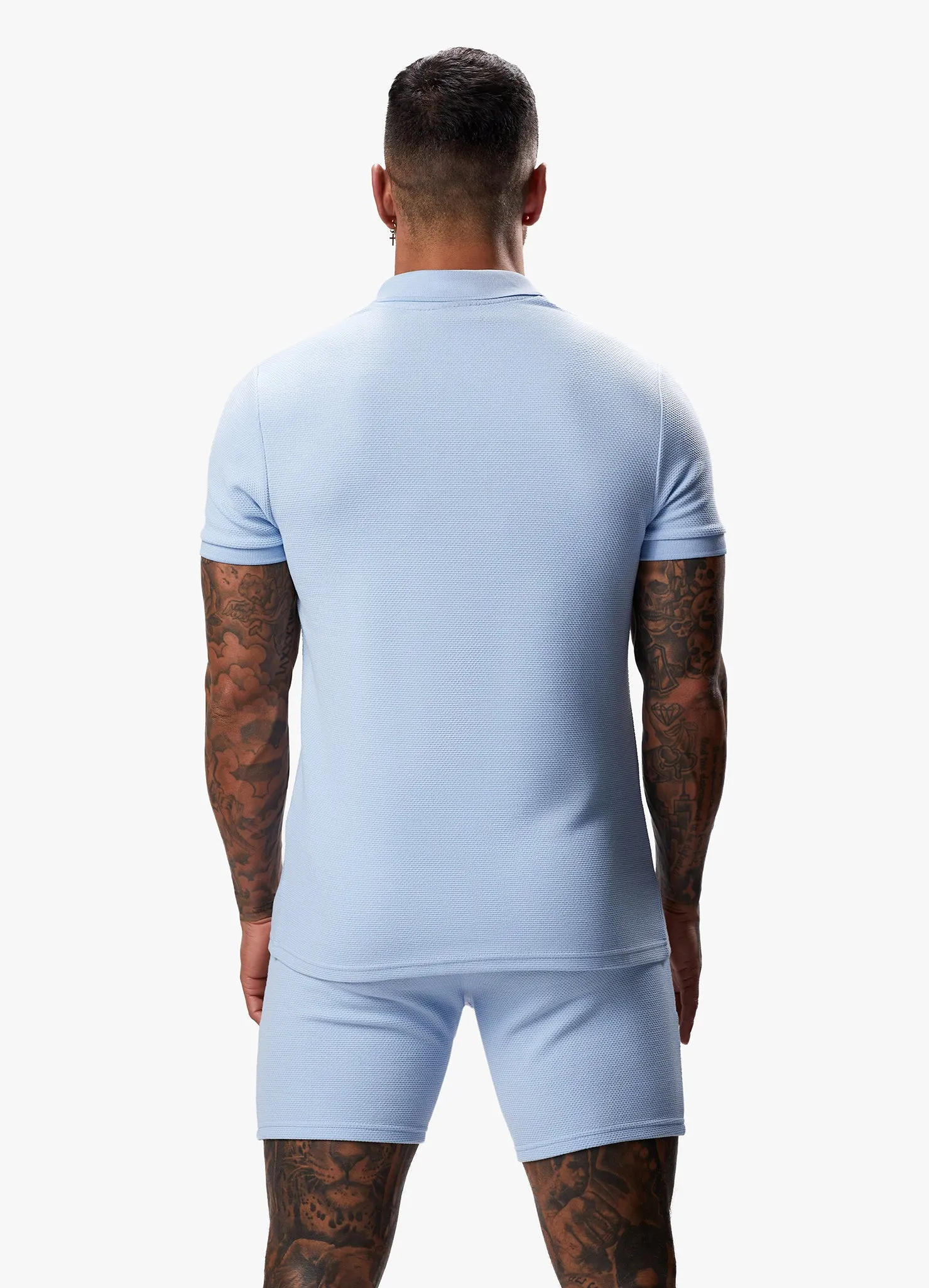 Gym King Signature Texture Polo - Cloud Blue