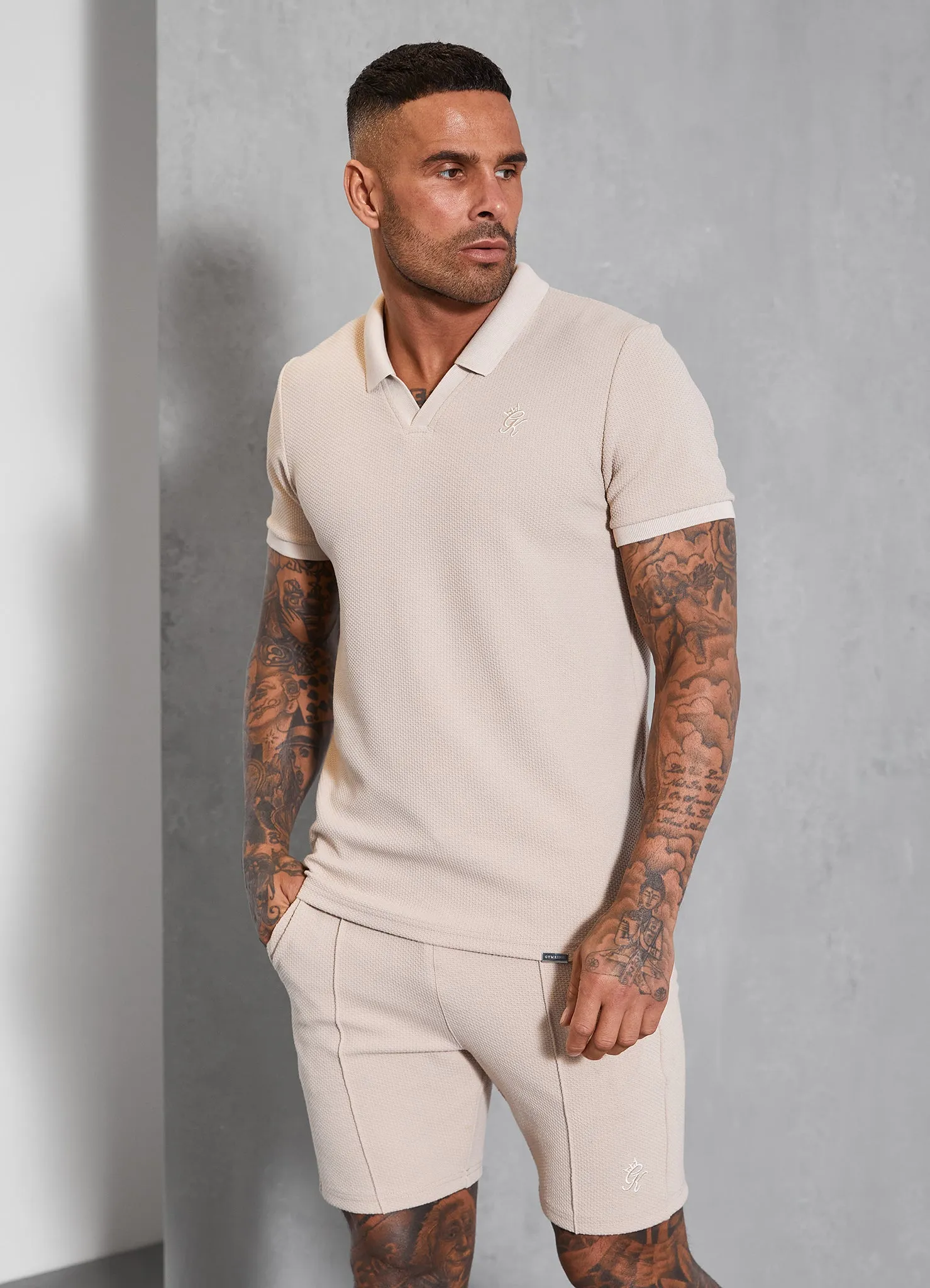 Gym King Signature Texture Polo - Stone