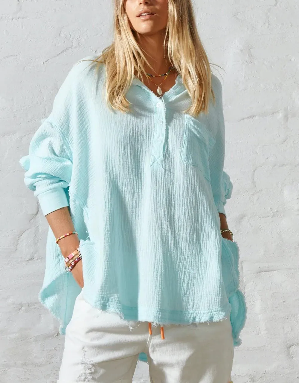 Hammill & Co S408 Oversized Aqua Shirt