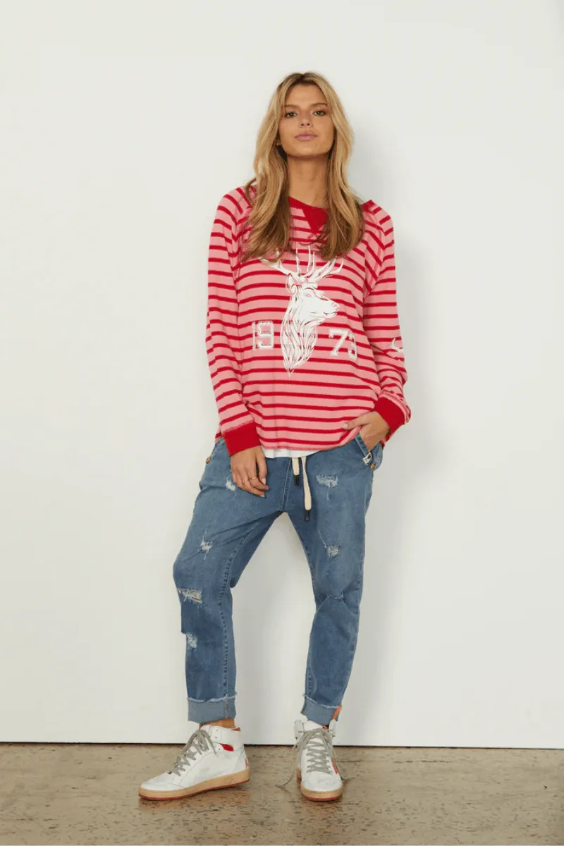 Hammill & Co Stripe Waffle Long Sleeve Tee