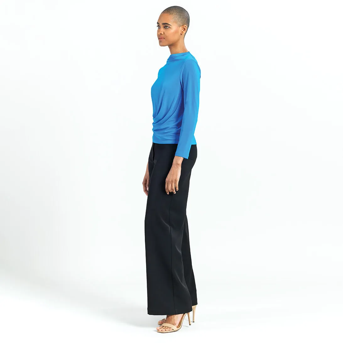 High Boat Neck Side Draped Top - Brilliant Blue - Final Sale!