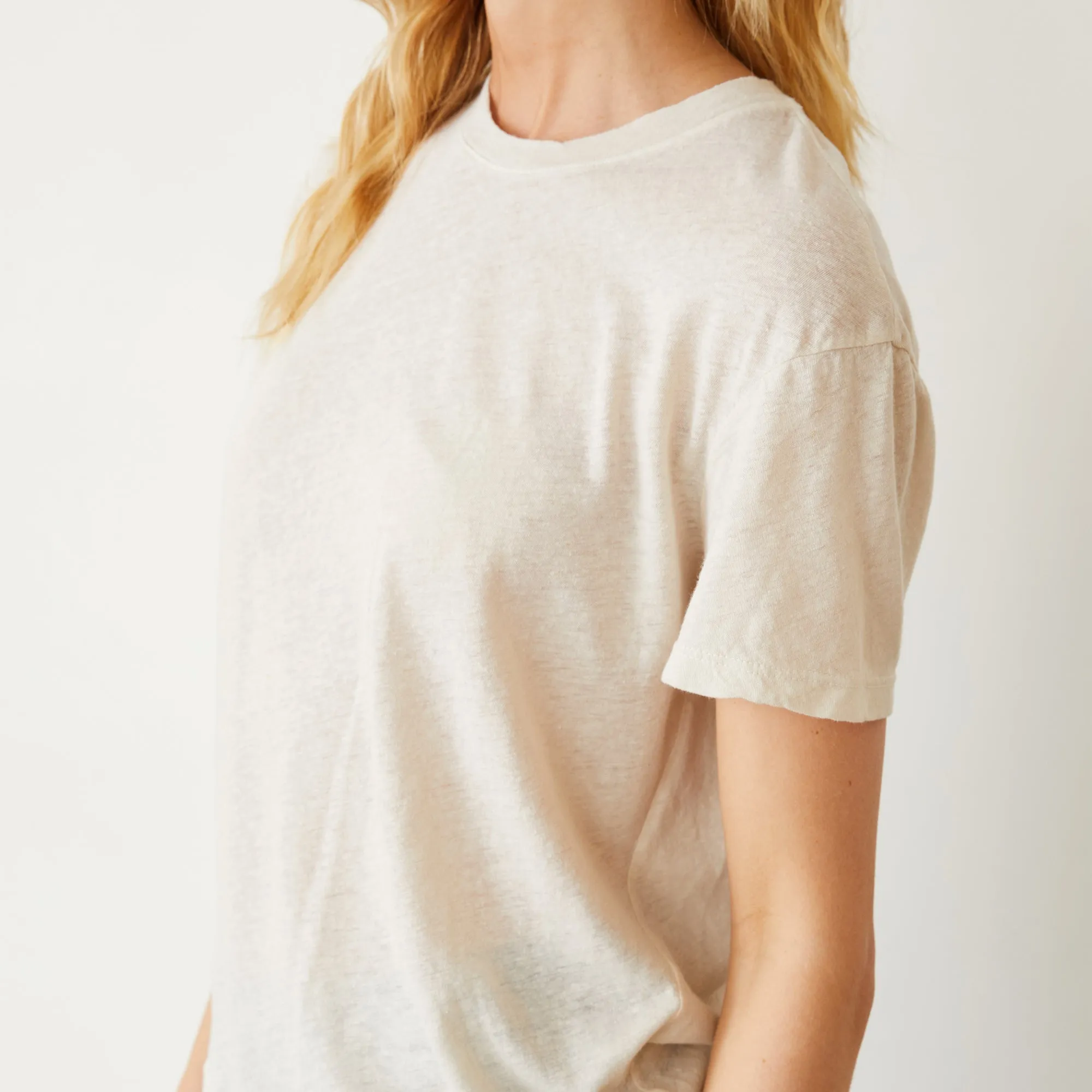 Linen Jersey Basic Crew Neck Tee