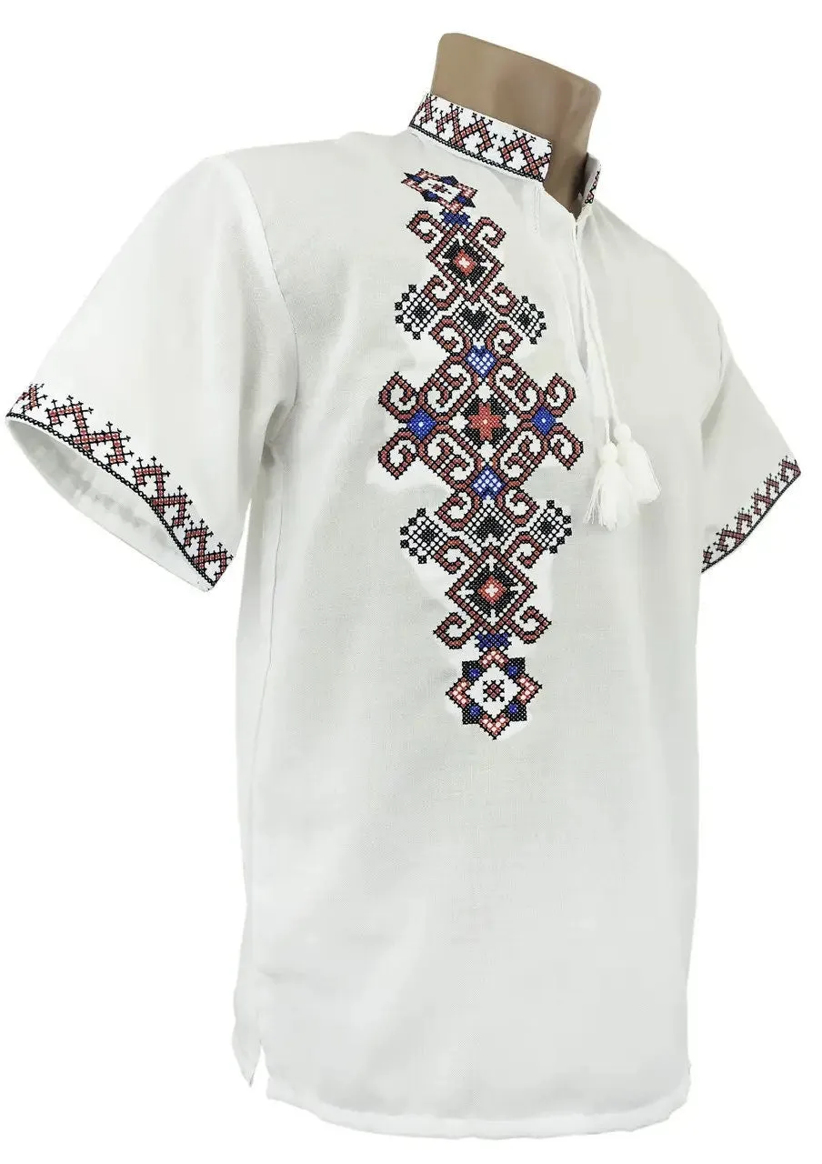 Men's Ukrainian embroidered shirts in short and long sleeves with traditional Vyshyvanka on the back