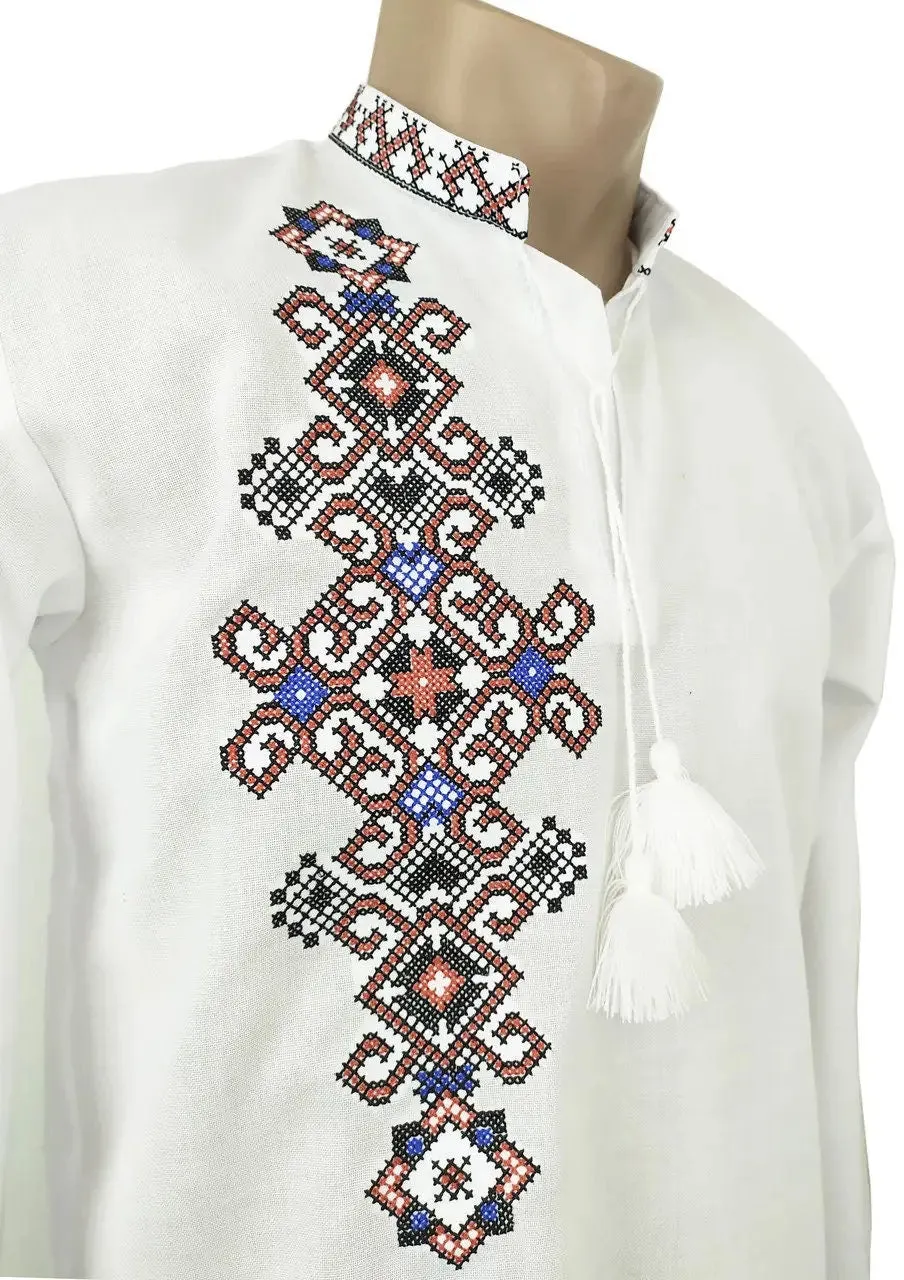 Men's Ukrainian embroidered shirts in short and long sleeves with traditional Vyshyvanka on the back