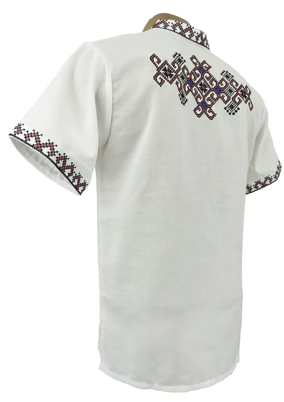 Men's Ukrainian embroidered shirts in short and long sleeves with traditional Vyshyvanka on the back