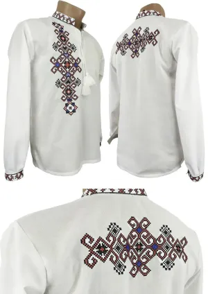 Men's Ukrainian embroidered shirts in short and long sleeves with traditional Vyshyvanka on the back