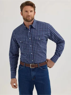 Men's Wrangler Classic Navy Plaid Snap Shirt