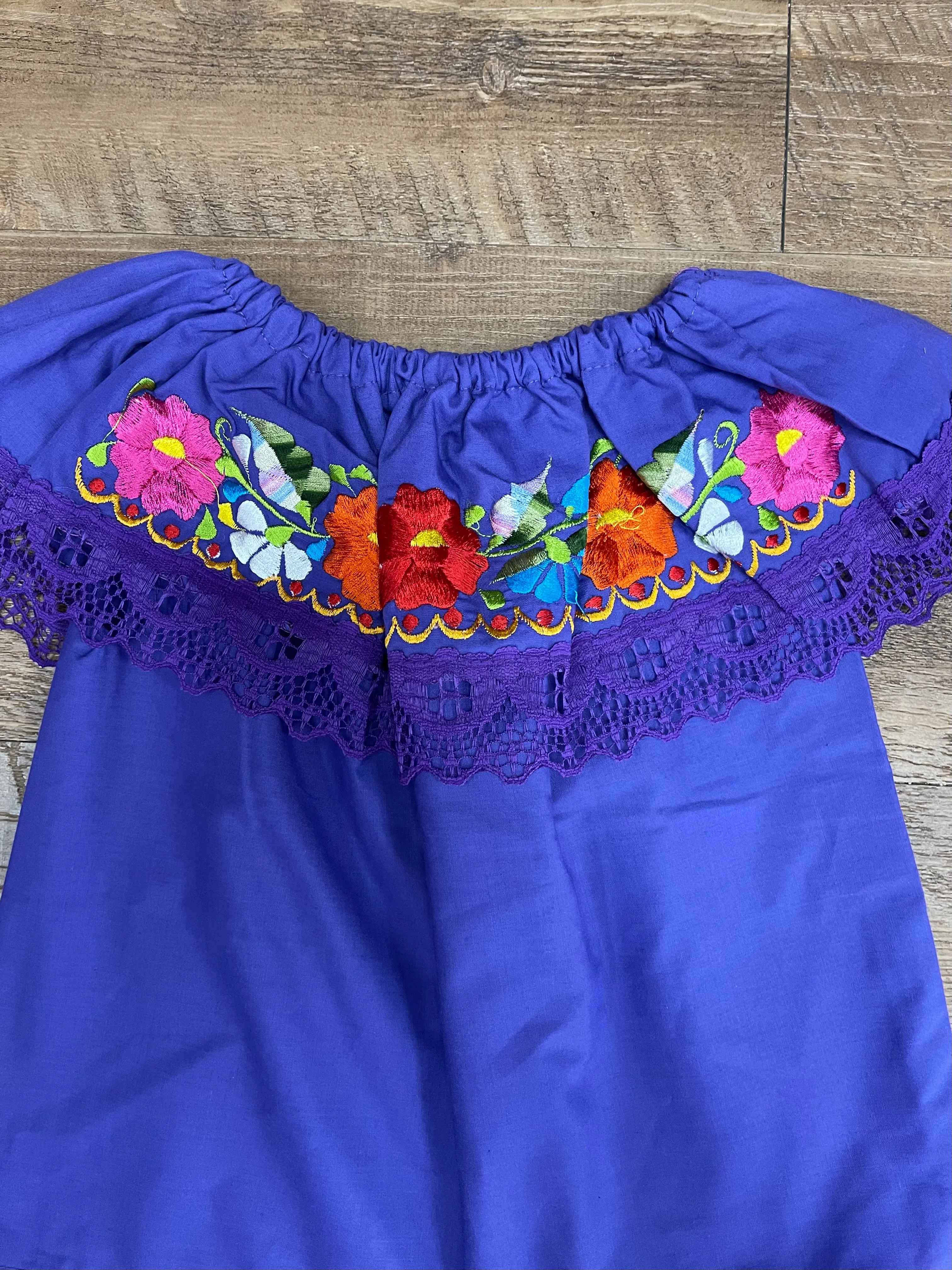 Mexican Girls Off-Shoulder Purple Top