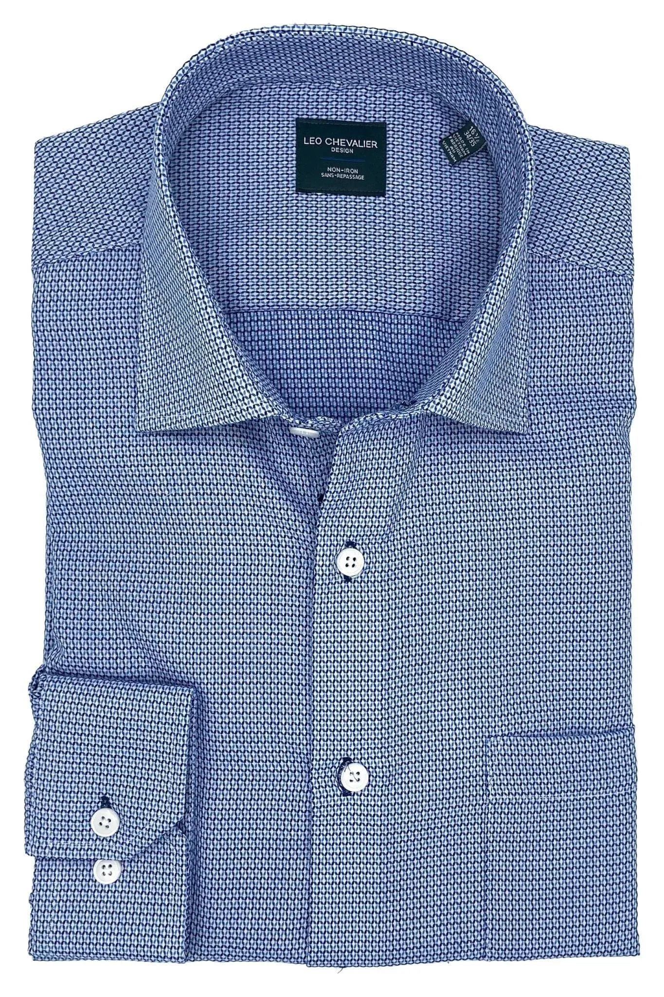 Non-Iron Blue Print Men's Dress Shirts